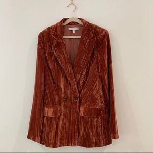 Wayf brown velvet blazer and pants set XS